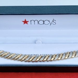 Macys Diamond Accent San Marco Link Bracelet in 18K Gold & Silver